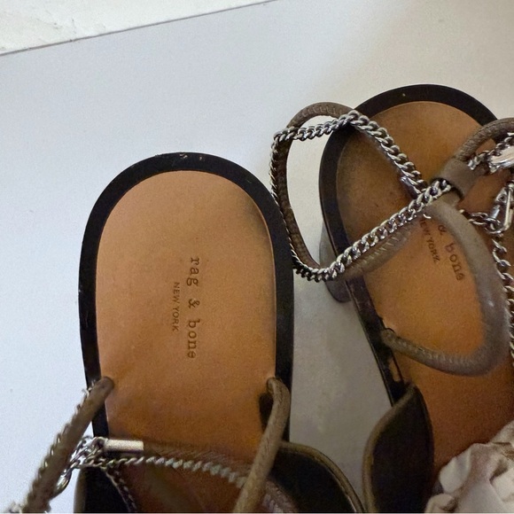 Rag & Bone Nella High In Light Olive Block Chain Sandals Heels SZ 41 US 11 - Picture 5 of 13